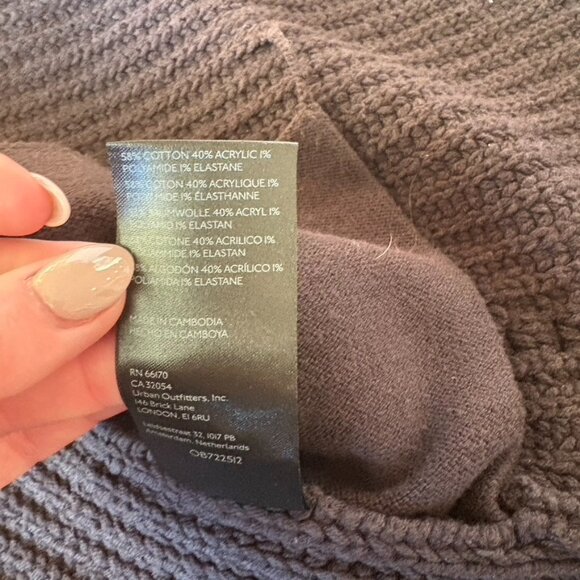 ** Free People Chunky Knit Cardigan Sweater Black Long XL - Picture 10 of 10